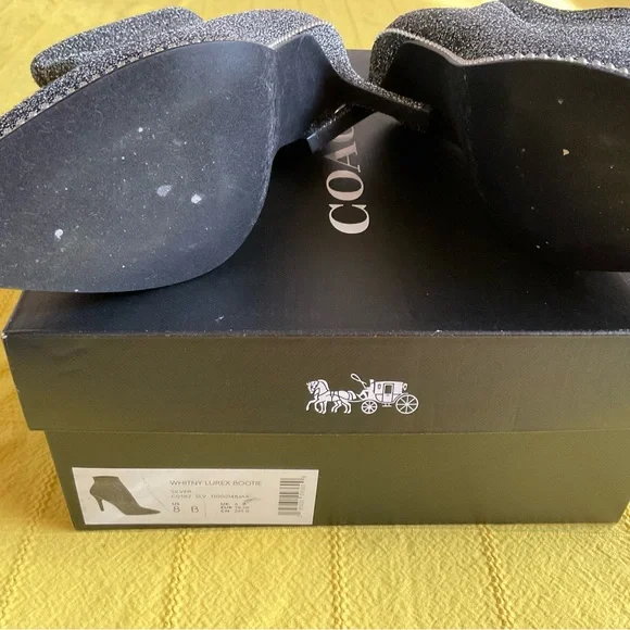 BARLEY WORN ….COACH WHITNEY LUREX BOOTIE Ankle Boots - Picture 8 of 11